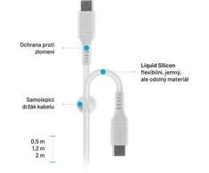 Fixed Ištaisyta | Skysto silikono kabelis USB-C/USB-C, 2m, 60W | FIXDLS-CC2-WH