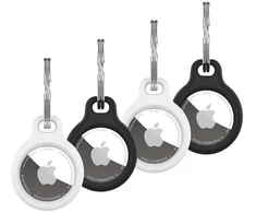Fixed FIKSUOTAS silikoninis dėklas šilkinis Apple AirTag 4vnt. 2x juodos + 2x baltos spalvos