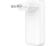 FIXED Slim 2xUSB-C laidinis įkroviklis GaN, PD, 45W, baltos spalvos
