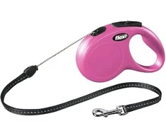 Pavadėlis FLEXI NEW CLASSIC S, rožinis, 5 m
