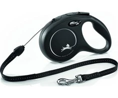 Flexi New Classic S pavadėlis šunims iki 12kg virvinis 8m juodos spalvos