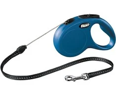 Flexi New Classic S pavadėlis šunims iki 12kg virvinis 8m mėlynos spalvos