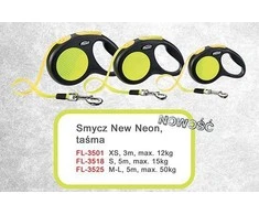 Flexi New Neon M pavadėlis šunims iki 25kg juostinis 5m geltonos spalvos