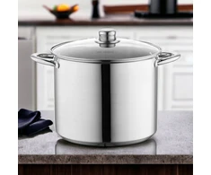 Florina Puodas INOX Aukštas CARO 18 CM 3,2L. Z POKRYWKĄ, IND. (ROSÓŁ, BIGOS, KONFITURY)