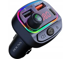 FM siųstuvas Bounn automobilinis įkroviklis QC3.0+PD18W C14