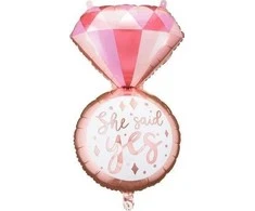 PartyDeco Folinis balionas žiedas "She said yes" 53*95cm