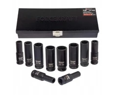 Forcekraft 1/2 colio gilių smūginių galvučių rinkinys, 10 vnt. (6 kampų) (10–24 mm)
