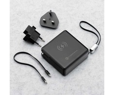 Daugiafunkcis įkroviklis Forcell F-Energy 6in1 USB A + USB C PD 45W + išorinė baterija 15000 mAh + belaidis įkrovimas 15W juodas