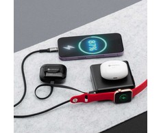 Daugiafunkcis įkroviklis Forcell F-Energy 6in1 USB A + USB C PD 45W + išorinė baterija 15000 mAh + belaidis įkrovimas 15W juodas