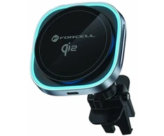 Wireless car phone holder compatible with Magsafe Forcell F-Grip Air Mag F-07 Qi2 15W air vent sidabrinis