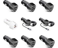 Car charger Forcell F-Energy Carbon USB A QC3.0 3A 18W CC50-1A juodas