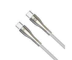 Forever Sleek kabelis USB-C - USB-C 1,0 m 100W baltos spalvos