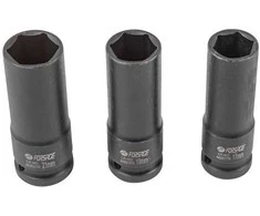 Forsage 1/2 colio (6 taškų) plonasienių smūginių galvučių rinkinys, 3 dalys (17, 19, 21 mm)
