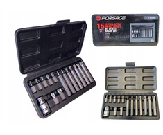 Forsage TORX antgalių rinkinys 15 vnt. El T20-T55 (ilgis: 30/75 mm)