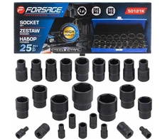 Įrankių rinkinys Forsage Rinkinys klucze nasadki udarowe 1/2" 1/4" 4-32mm 6-kątne 25el dėklas