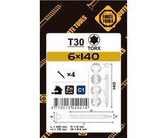 Forte_Tools Medraigčiai FORTE TOOLS, 6×140/72 mm, ZN, TX30, 4 vnt.