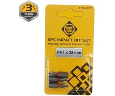 Forte_Tools Smūginiai atsuktuvų antgaliai Forte Tools PH1, 25 mm, 3 vnt