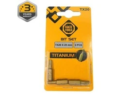 Grąžtas Forte Tools Forte TITANO ATSUKTUVO ANTGALIAI TX20X25MM 3 VNT.