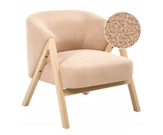 Fotelis Beliani Fotel SKEI Bouclé smėlio spalvos