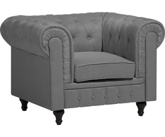 Beliani CHESTERFIELD fotelis šviesiai pilkas