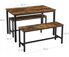 Songmics VASAGLE valgomojo stalo komplektas su 2 suolais, 110 x 70 x 75 cm, KDT070B01