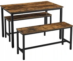Songmics VASAGLE valgomojo stalo komplektas su 2 suolais, 110 x 70 x 75 cm, KDT070B01