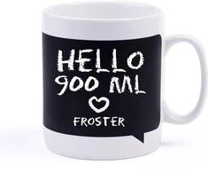 Froster Milžiniškas puodelis su rašymo lenta ir kreida, dovana arbatos mylėtojui, juodas