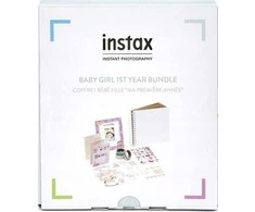 Nuotraukų rėmelis Fujifilm instax rinkinys 1-ajam vaiko gimtadieniui, rožinis (rėmelis, albumas, lipdukai ir dekoruota lipni jostelė)