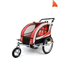 Funfit 2 vietų raudona dviračio priekaba su amortizatoriumi