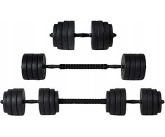 FunFit Bituminiai hanteliai 40 kg 4 viename rinkinys + rankenos