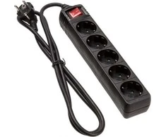 Galios juosta InLine 5 lizdai 1,5 m juodos (16451D)