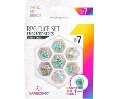 Gamegenic Gamegenic: Apkabinta serija – RPG kauliukų rinkinys – žalia kaukolė