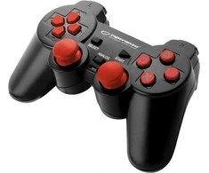 Gamepad Esperanza EGG106R (PC, PS2, PS3, juodos spalvos, red color)