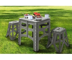 Garden4You Sulankstomas lauko stalas M, apkrova iki 80 kg, Timo 46,5x44,5x55 cm, pilkas (0610656130)