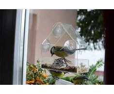 Garden&amp;Fun Window/stiklinė lesyklėlė paukščiams, skaidri, akrilinė, 14,8x6,7x15,5 cm, su siurbtukais