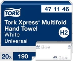 Servetėlės Tork Xpress Multifold Universal H2 (471146), 2 sluoksniai, 190vnt., baltos spalvos (EKO)