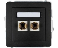 Karlik Deco 12DGG-3 vieno garsiakalbio lizdas (banano tipo - raudonas ir juodas, paauksuotas, 4 mm2, litavimui) juodas matinis
