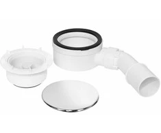 Geberit DUŠO PADĖKLO SIFONAS ŽEMAS 90 MM CHROME AUKŠTIS 60 MM ATGALIOJIMO VOŽTUVAS