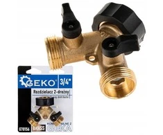 Geko 2 padėčių čiaupo skirstytuvas GW3/4" x 2 GZ3/4" su rutuliniais vožtuvais (10/60)