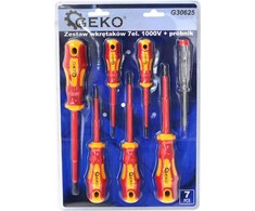 Geko 7 dalių atsuktuvų rinkinys. 1000V + testeris modelis Nr. 1 (24)