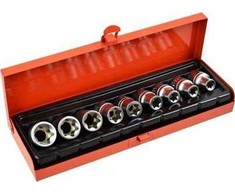 Geko 9el.kpl.nasadek torx E10-24,1/2''GEKO,dėklas(20)