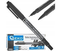 Žymeklis Geko Permanentinis dvipusis Juodas, 1mm/0.5mm