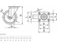 Geko Koło obrotowe 125mm PP (30)