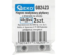 Geko Magnes neodymowy płytkowy su otworami na wkręty 40x10x5mm 2vnt.(2)