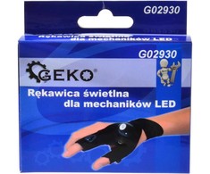 Geko Šviesos mechanikos pirštinė su LED darbiniu žibintuvėliu, atspari vandeniui, universali
