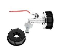 Geko Rinkinys – IBC veržlė S60x6 + 1/2" čiaupas su išvadu GZ 3/4" + nipelis greito prijungimo jungčiai – Mauser (40)