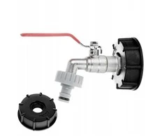 Geko Rinkinys – IBC veržlė S60x6 + 3/4" čiaupas su išėjimu į GZ 1" + nipelis greito prijungimo jungčiai – Mauser (40)