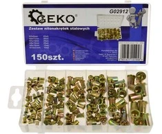 Geko Srieginės kniedės M3-M10 Plienas 150 vnt. komplektas