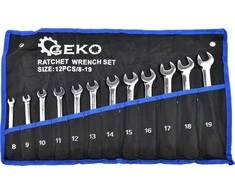 Geko Rinkinys plokščių dvikilpių veržliarakčių su grzechotką 12szt. 8-19mm (10)