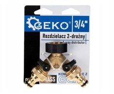 Geko 2 padėčių čiaupų skirstytuvas GW3/4" x 2 GZ3/4" su vožtuvais ir greitomis jungtimis (10/60)